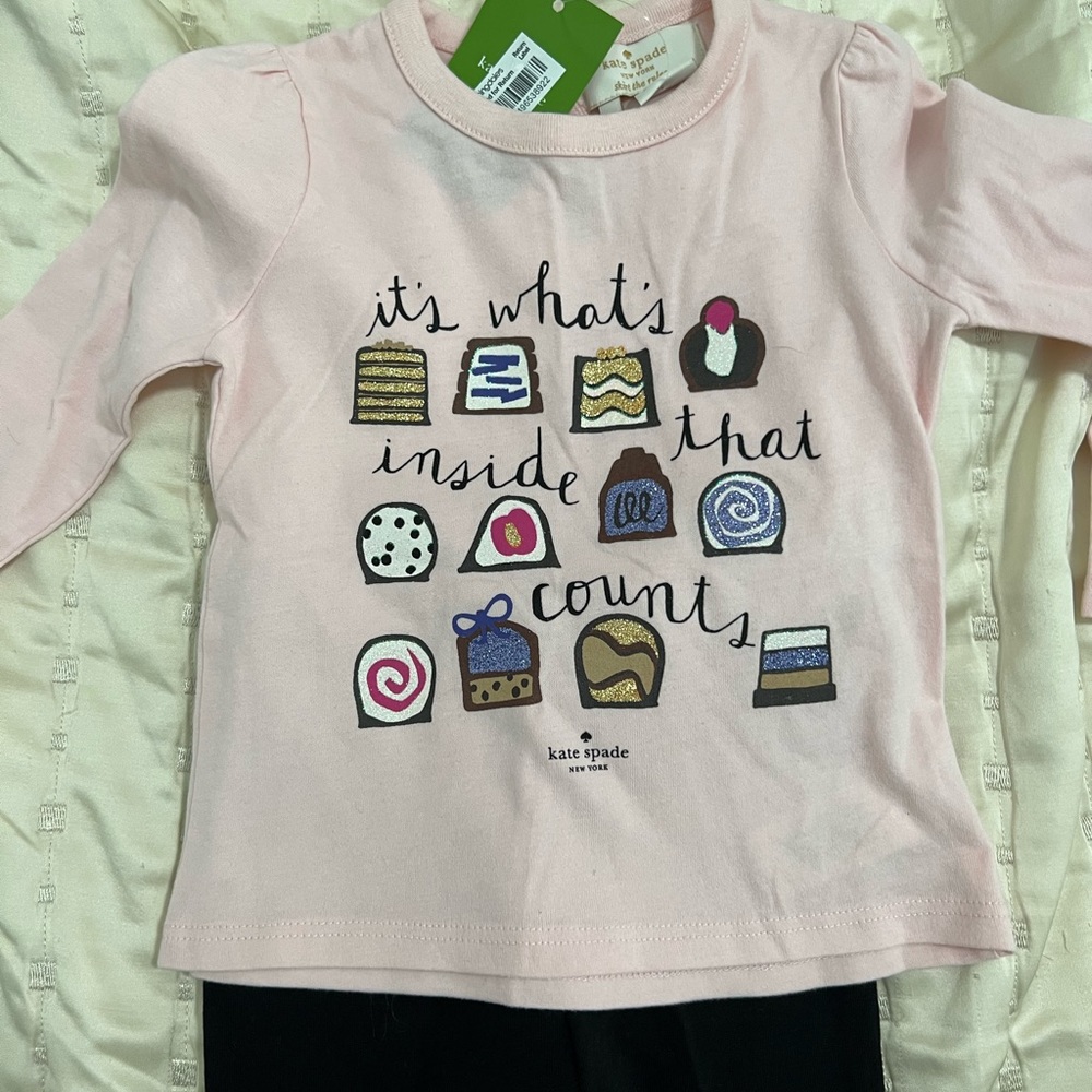 Kate Spade baby chocolate tee / leggings set